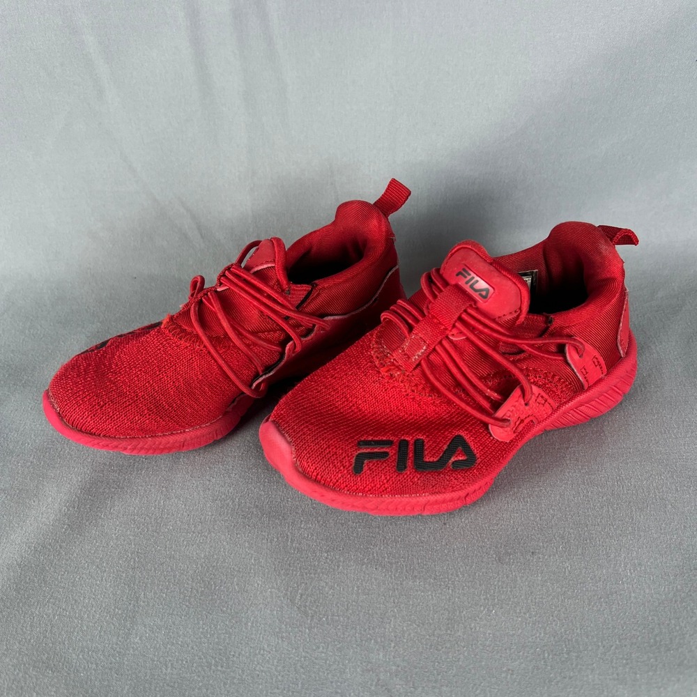 FILA Sneaker Kids 7 Red Upper Synthetic Comfort Round Toe Lace Up Training Shoes